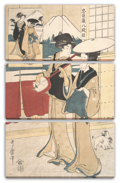 Leinwandbild Kitagawa Utamaro - Zwei Tori-oi oder Wandermusikerinnen der Eta-Klasse