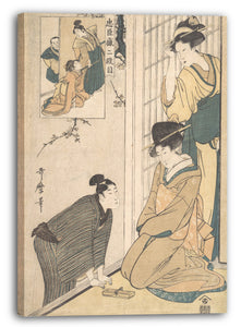 Leinwandbild Kitagawa Utamaro - Ein junger Mann neben einem Haus