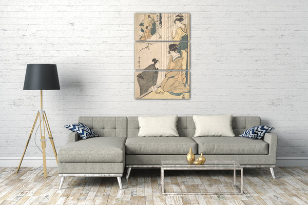 Leinwandbild Kitagawa Utamaro - Ein junger Mann neben einem Haus