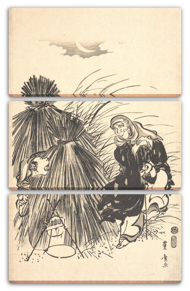 Leinwandbild Utagawa Toyohiro - Tsurigitsune stellt dem Fuchs eine Falle