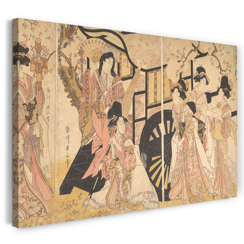 Leinwandbild Kikugawa Eizan - Elegant Transformed View of Drawing a Court Wagon