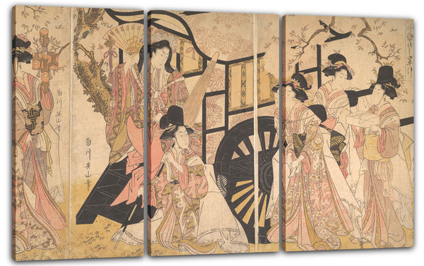 Leinwandbild Kikugawa Eizan - Elegant Transformed View of Drawing a Court Wagon