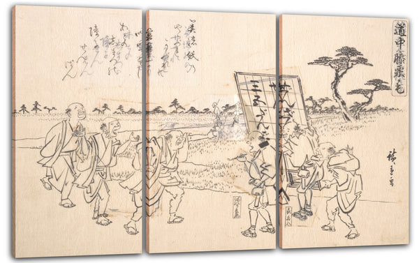 Leinwandbild Utagawa Hiroshige - Die berühmten Schabernacke Yajirobei und Kitahachi