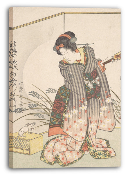 Leinwandbild Yanagawa Shigenobu - Neujahrs-Grußkarte für das Jahr der "Ratte"