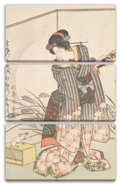 Leinwandbild Yanagawa Shigenobu - Neujahrs-Grußkarte für das Jahr der "Ratte"