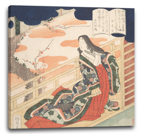 Leinwandbild Yanagawa Shigenobu - Hofdame preist die Pflaumenblüte