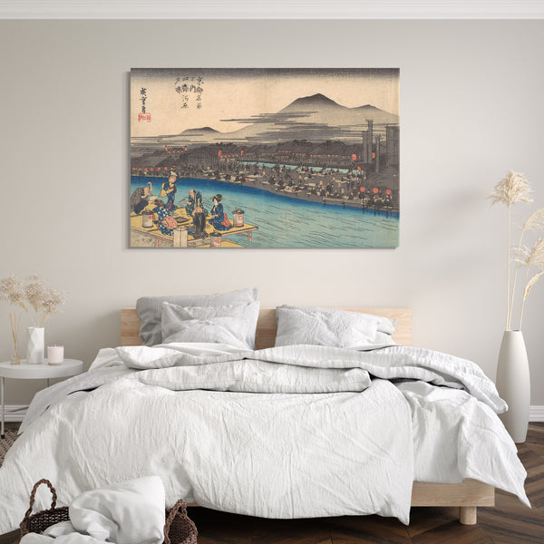 Leinwandbild Utagawa Hiroshige - Abkühlung am Abend in Shijogawara