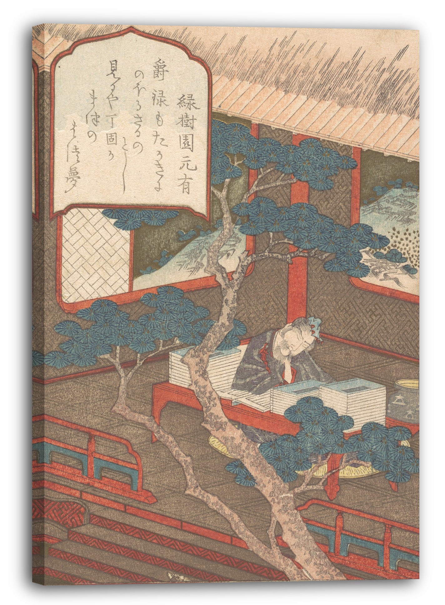 Leinwandbild Yashima Gakutei - Ein Weiser, eingeschlafen über seine Bücher