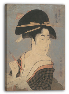 Leinwandbild Eiju - Porträt von Toyozumi von Chojiya House, Schreiben eines Briefes