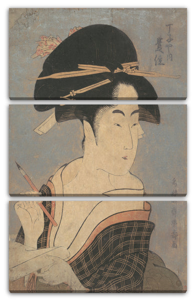 Leinwandbild Eiju - Porträt von Toyozumi von Chojiya House, Schreiben eines Briefes