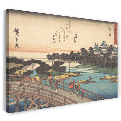 Leinwandbild Utagawa Hiroshige - Yoshida; Toyokawa-Bashi, Toyokawa-Brücke