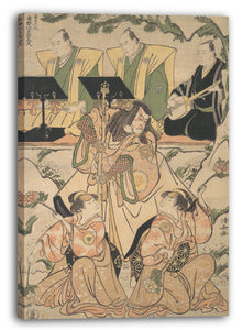 Leinwandbild Torii Kiyonaga - Schauspieler in einer Shosa (Kombination von Schauspiel und Tanz) Performance