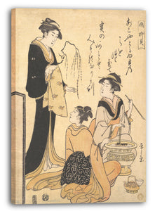 Leinwandbild Chōbunsai Eishi - Zwei Frauen sitzen über einen Hibachi