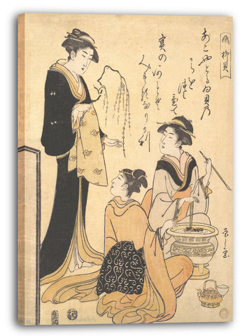 Leinwandbild Chōbunsai Eishi - Zwei Frauen sitzen über einen Hibachi