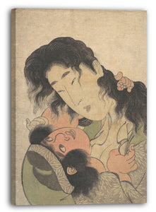 Leinwandbild Kitagawa Utamaro - Yamauba Spiel mit dem jungen Kintoki