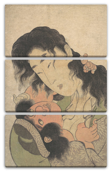 Leinwandbild Kitagawa Utamaro - Yamauba Spiel mit dem jungen Kintoki