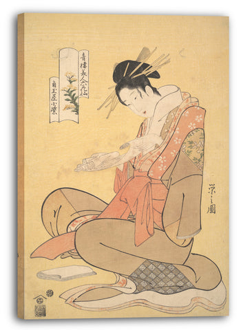 Leinwandbild Chōbunsai Eishi - Der Oiran Komurasaki von Kadotamaya liest einen Brief