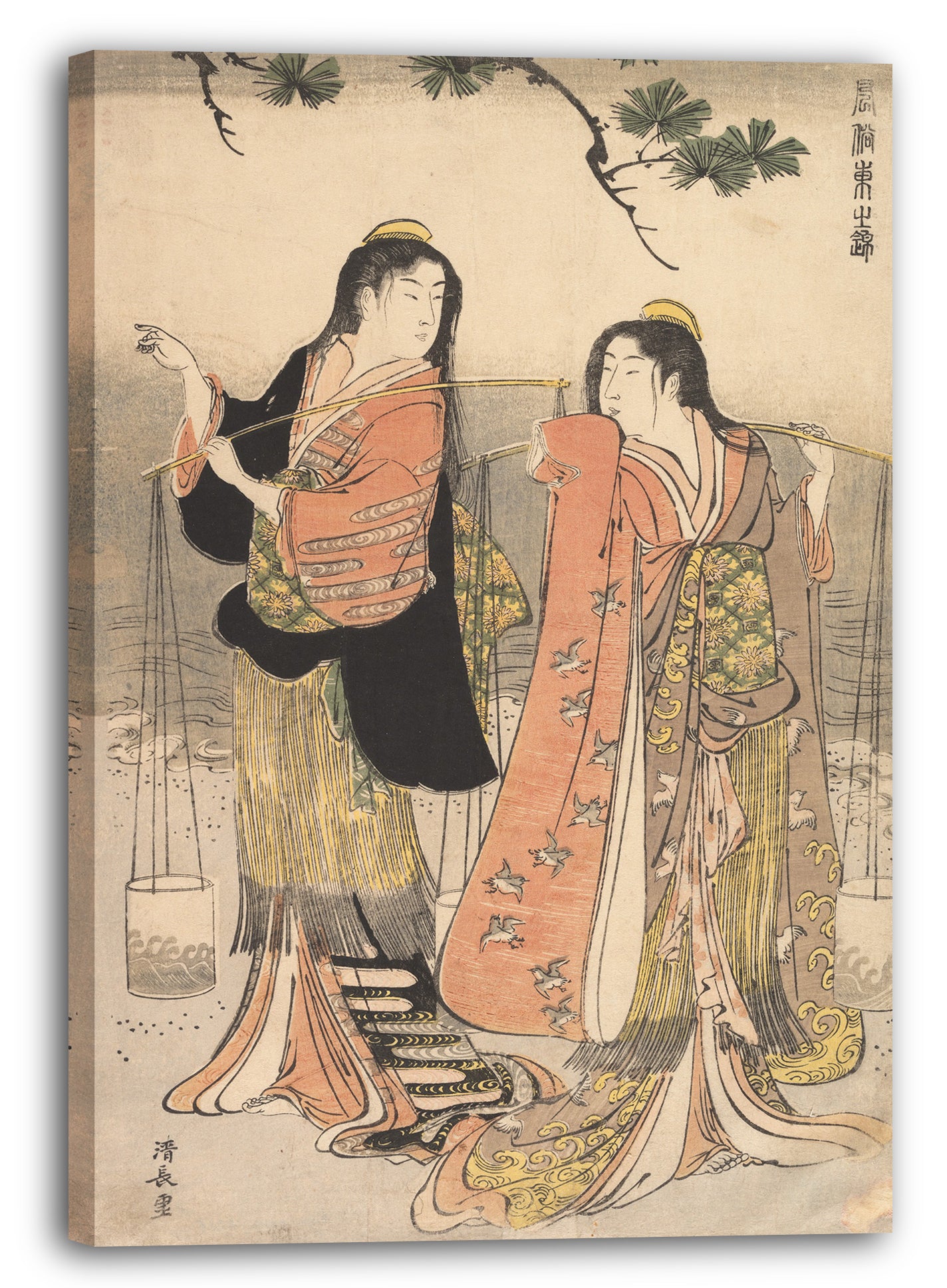 Leinwandbild Torii Kiyonaga - Die Salzwasser-Maiden von Suma (Shiokumi, Suma)