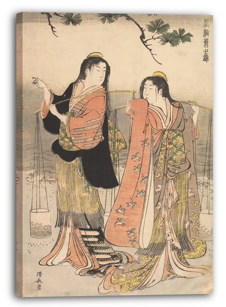 Leinwandbild Torii Kiyonaga - Die Salzwasser-Maiden von Suma (Shiokumi, Suma)