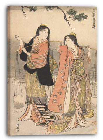 Leinwandbild Torii Kiyonaga - Die Salzwasser-Maiden von Suma (Shiokumi, Suma)