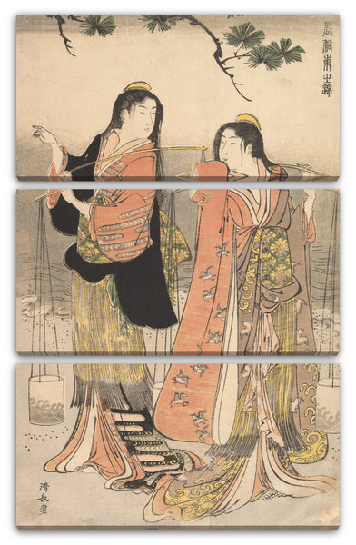 Leinwandbild Torii Kiyonaga - Die Salzwasser-Maiden von Suma (Shiokumi, Suma)