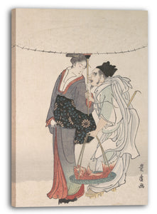 Leinwandbild Utagawa Toyohiro - Ebisu und Benten wandern im Schnee