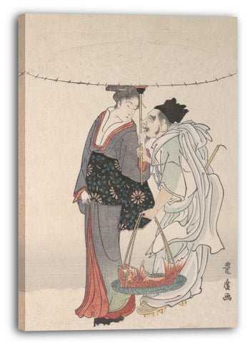 Leinwandbild Utagawa Toyohiro - Ebisu und Benten wandern im Schnee