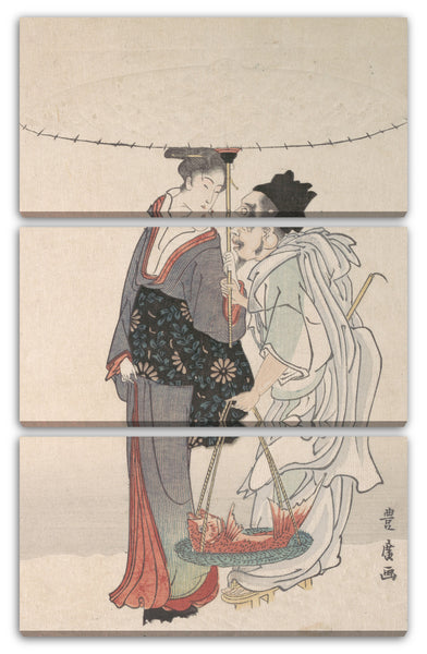 Leinwandbild Utagawa Toyohiro - Ebisu und Benten wandern im Schnee