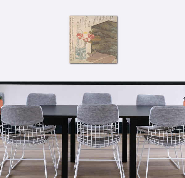 Leinwandbild Nicht identifizierter Künstler - Blumenvase und Lackdose