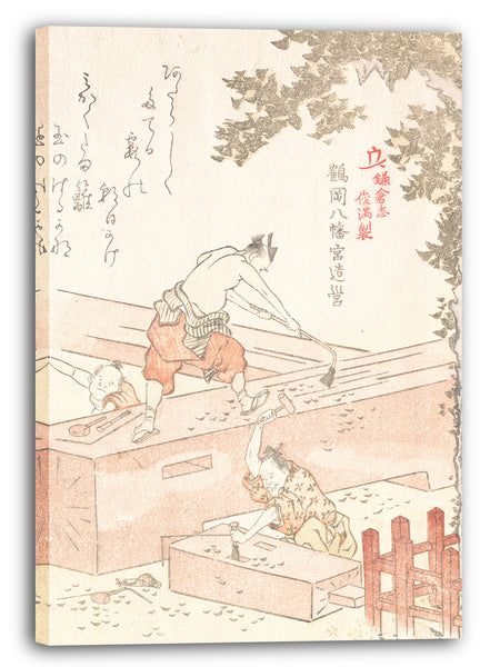 Leinwandbild Kubo Shunman - Geschichte von Kamakura: Bau des Tsurugaoka Hachiman Schreins