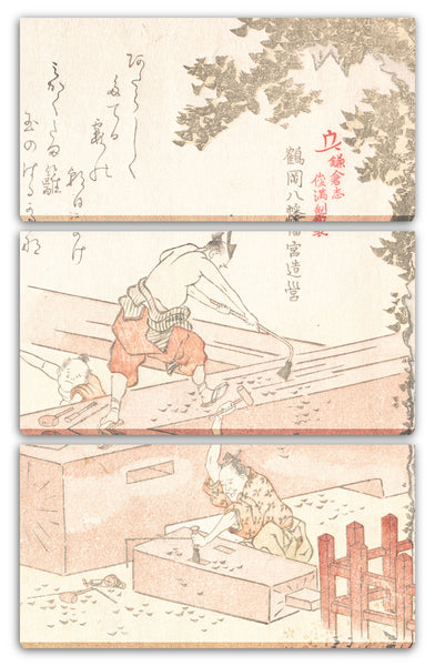Leinwandbild Kubo Shunman - Geschichte von Kamakura: Bau des Tsurugaoka Hachiman Schreins