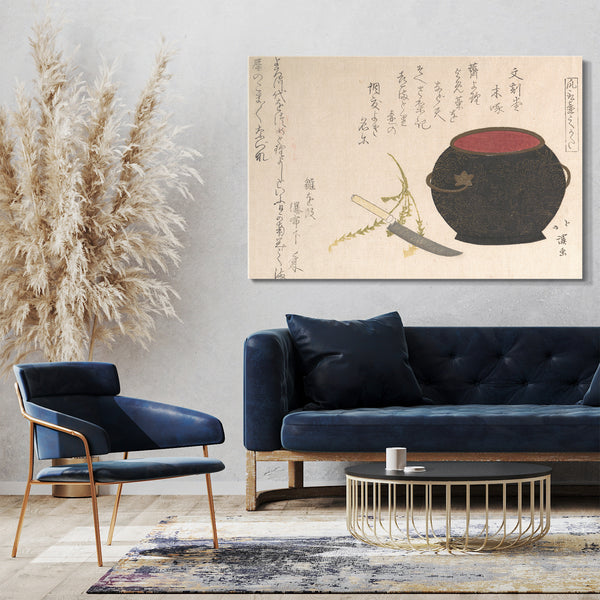 Leinwandbild Totoya Hokkei - Vase und Küchenmesser