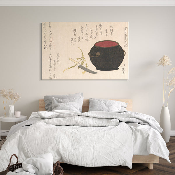 Leinwandbild Totoya Hokkei - Vase und Küchenmesser