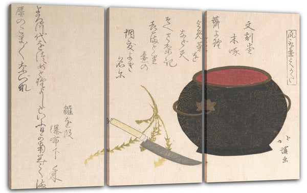Leinwandbild Totoya Hokkei - Vase und Küchenmesser
