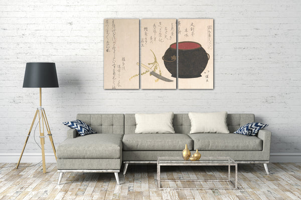 Leinwandbild Totoya Hokkei - Vase und Küchenmesser
