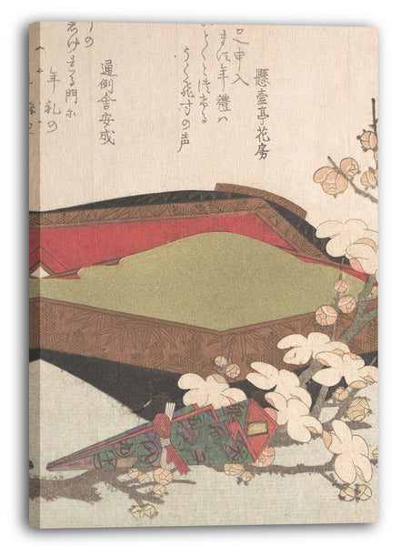 Leinwandbild Yashima Gakutei - Pflaumenblüten und Kuchen-Box