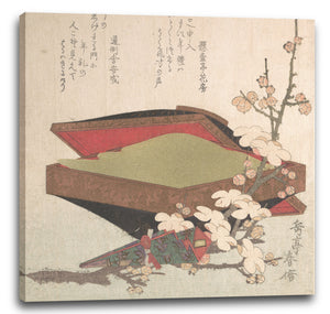 Leinwandbild Yashima Gakutei - Pflaumenblüten und Kuchen-Box