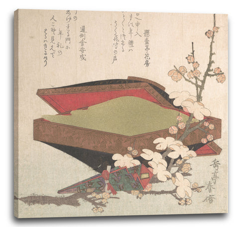 Leinwandbild Yashima Gakutei - Pflaumenblüten und Kuchen-Box