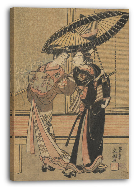 Leinwandbild Ippitsusai Bunchō - Segawa Kikunojo II als Mädchen und Ichikawa Tomiyeimon?