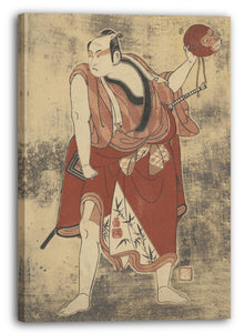 Leinwandbild Ippitsusai Bunchō - Der Schauspieler Ichikawa Komazo I als ein Mann, der eine Affen-Maske hält