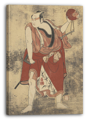 Leinwandbild Ippitsusai Bunchō - Der Schauspieler Ichikawa Komazo I als ein Mann, der eine Affen-Maske hält