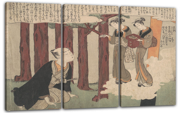 Leinwandbild Suzuki Harunobu - Erstes Blatt der Shunga; Die entzückenden Liebesabenteuer von Maneyemon