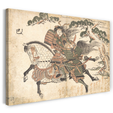 Leinwandbild Ishikawa Toyonobu - Tomoe Gozen tötet Uchida Saburo Ieyoshi in der Schlacht von Awazu no Hara