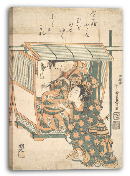 Leinwandbild Ishikawa Toyonobu - Eine Frau sitzt in einem Kago
