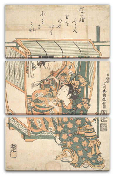 Leinwandbild Ishikawa Toyonobu - Eine Frau sitzt in einem Kago
