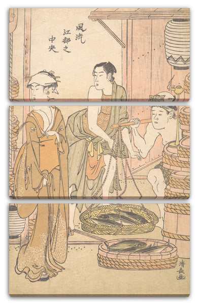 Leinwandbild Torii Kiyonaga - Der Fischhändler