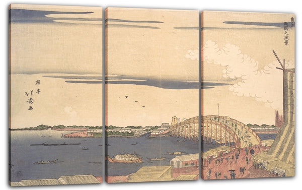Leinwandbild Shotei Hokuju - Ansicht der Ryogoku-Brücke in der östlichen Hauptstadt