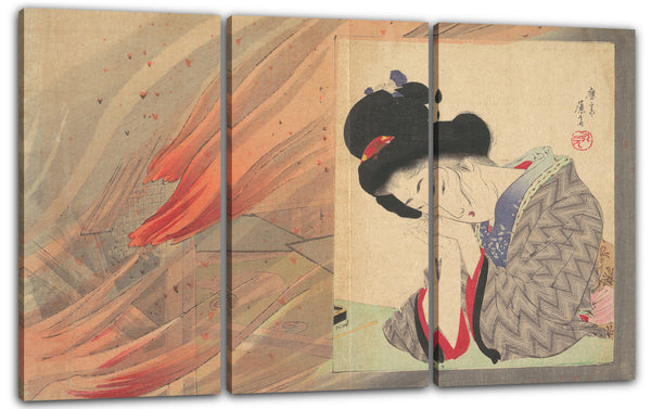 Leinwandbild Tomioka Eisen - "Versicherungs-Mädchen" (hoken musume), Illustration von Bugei Kurabu (Literarischer Klub)
