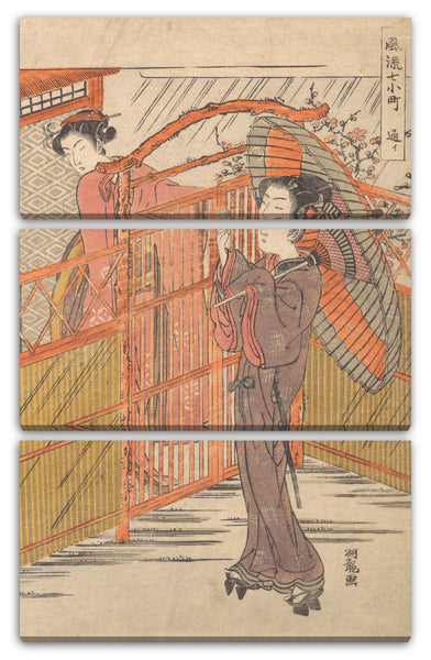 Leinwandbild Isoda Koryūsai - "Besuch", aus der Serie Sieben Modische Komachi