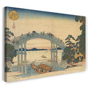 Leinwandbild Yashima Gakutei - Steinbrücke über den Aji-Fluss, Osaka